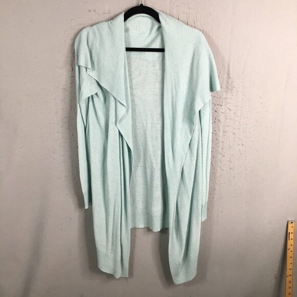 Theory Sweaters - Theory Sweater Womens Large Blue Cardigan Open Front Waterfall Linen Lagenlook